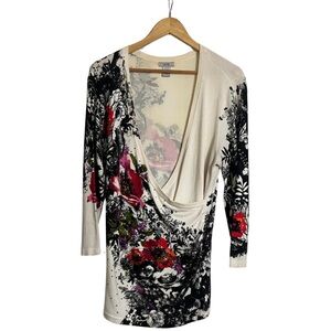 Cache Cream and Gray Floral Top